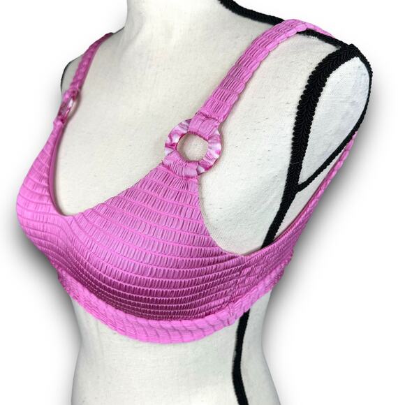 Isabella Rose Maza Textured Bikini Top Bralette Style Bubblegum Pink Size Small - Picture 3 of 6